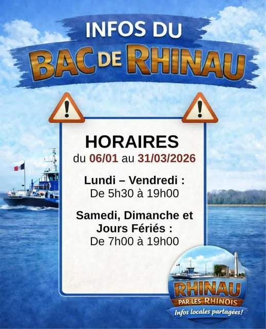 Changement d&rsquo;horaires pour le Bac de Rhinau